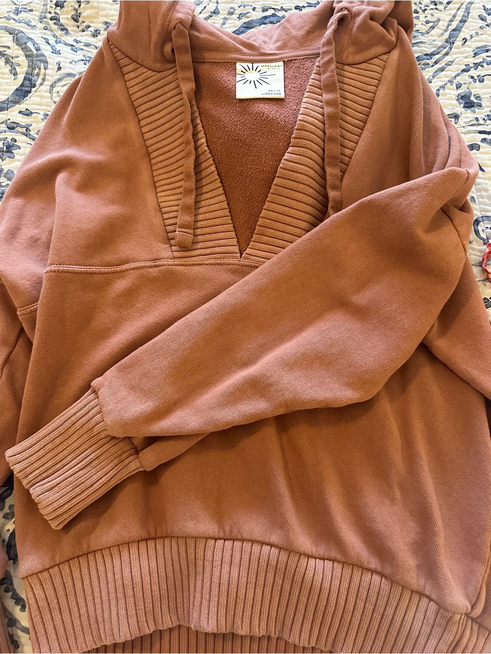 Aerie Offline Dusty Mauve Hooded Pullover Sweatshirt XS EXC. - Picture 7 of 10